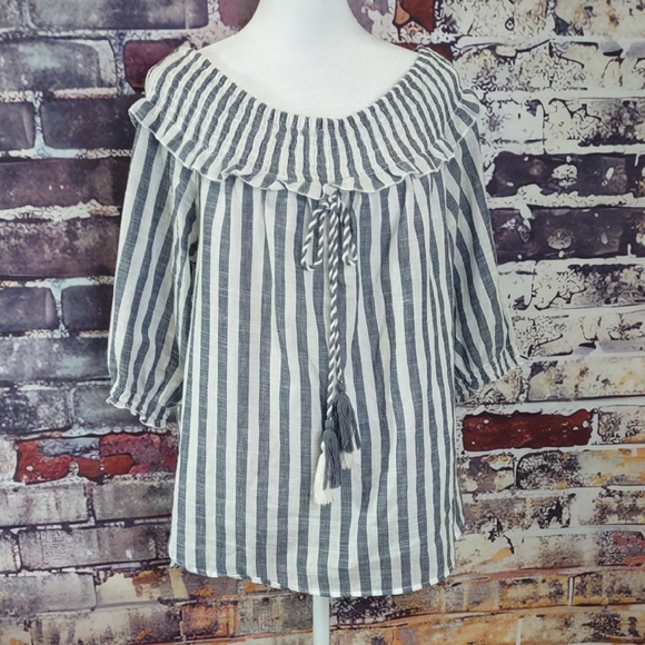 Mudpie Stripe Peasant Style Top - Picture 1 of 8